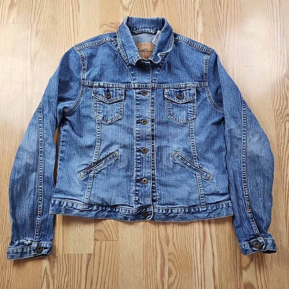 Levis‎ Strauss Signature Jean Jacket Womens Large 12/14 Youth Denim Blue Western